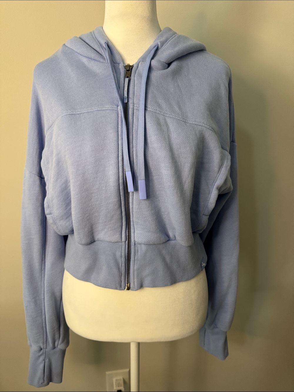 JoyLab Light Blue Cropped Zip Hoodie
